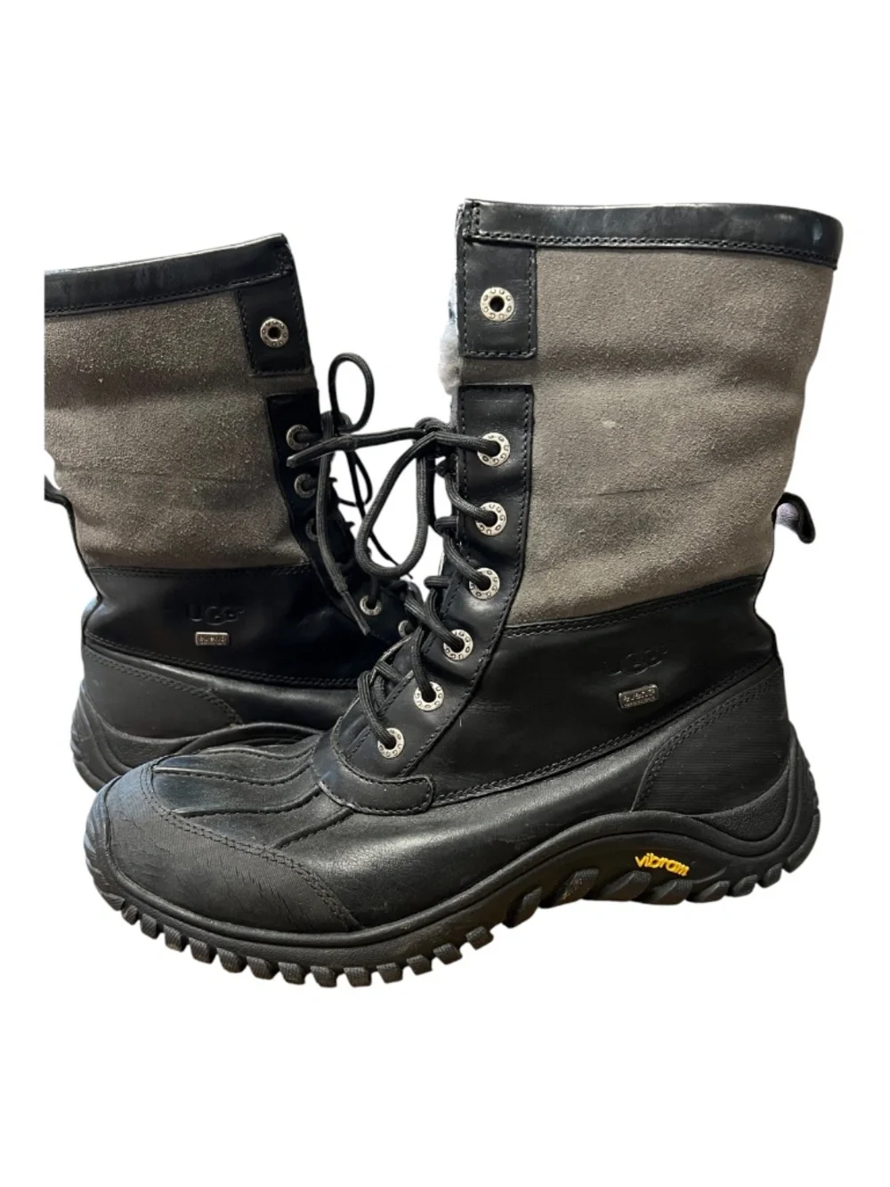 UGG Adirondack II Black & Gray Waterproof Sheepskin Boots | Size 10